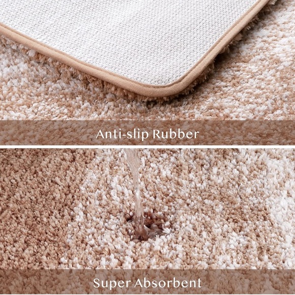 Luxury Home | Oversized Brown & Ivory Ombre Microfiber Shag Bathroom Rug - Picture 7 of 9